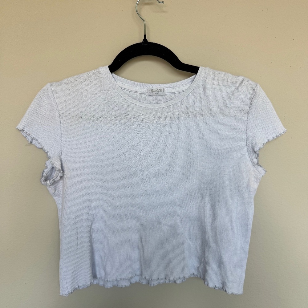 Vintage John Galt baby blue cropped ribbed tee